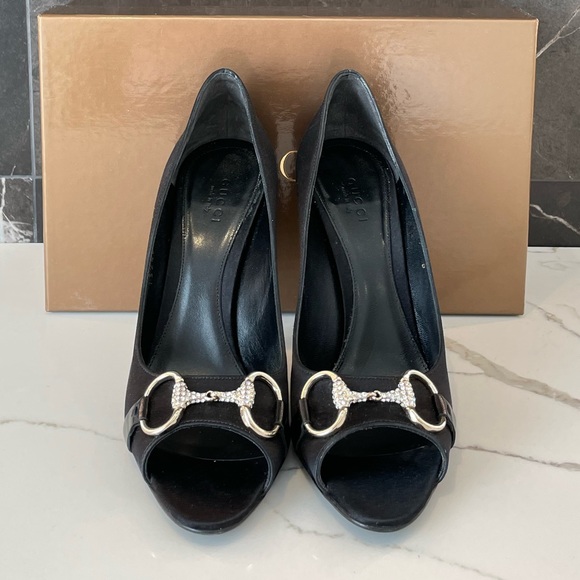 Gucci Hollywood Crystal Peep Toe Pumps - Picture 2 of 7